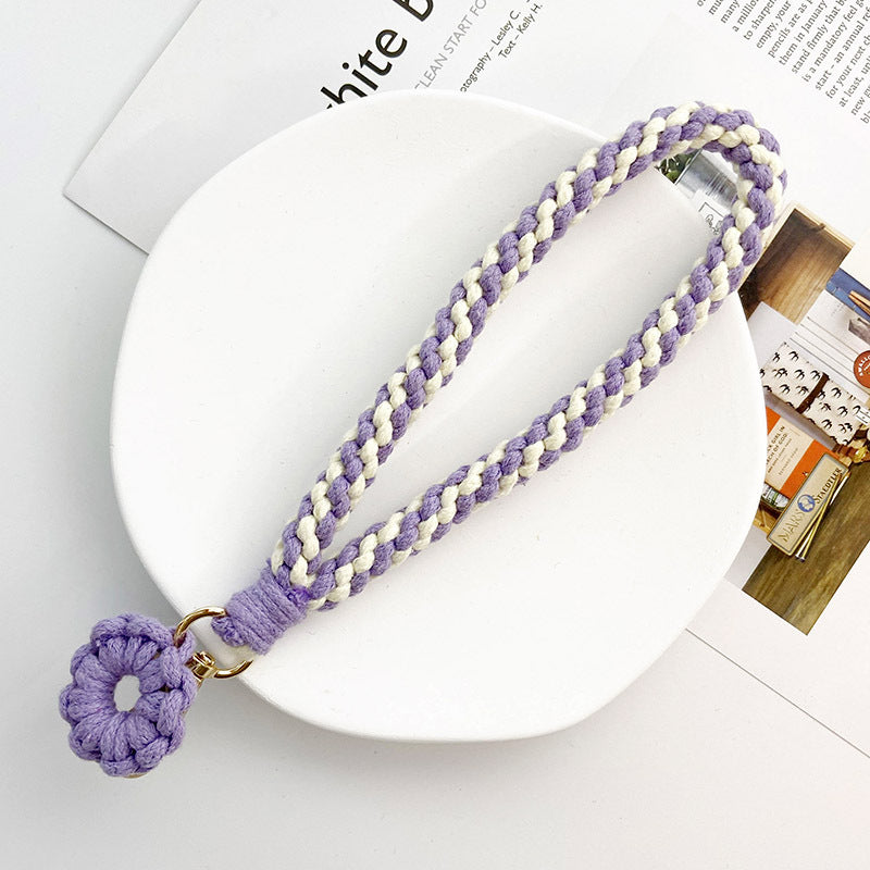 Handmade Lanyard Crochet Keychains for Women with Colorful Flower Charms