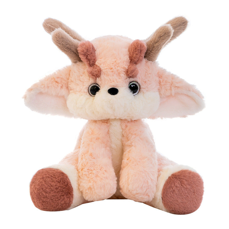 Cute Pink Dragon Plush Toy with Floppy Ears & Antlers