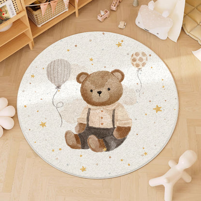 Cute Round Animal Print Washable Rugs for Children's Rooms