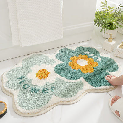 Modern & Stylish Flower Doormat | Water Absorbent Floral Bathroom Mat Collection