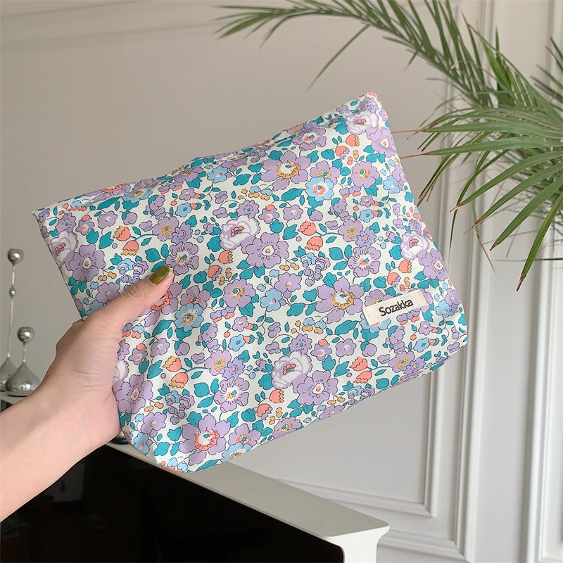 Cotton & Colorful Floral Makeup Bag with Zipper in 6 Patterns