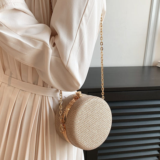 Elegant Round Rhinestone Chain Shoulder Bags in Stylish Variants