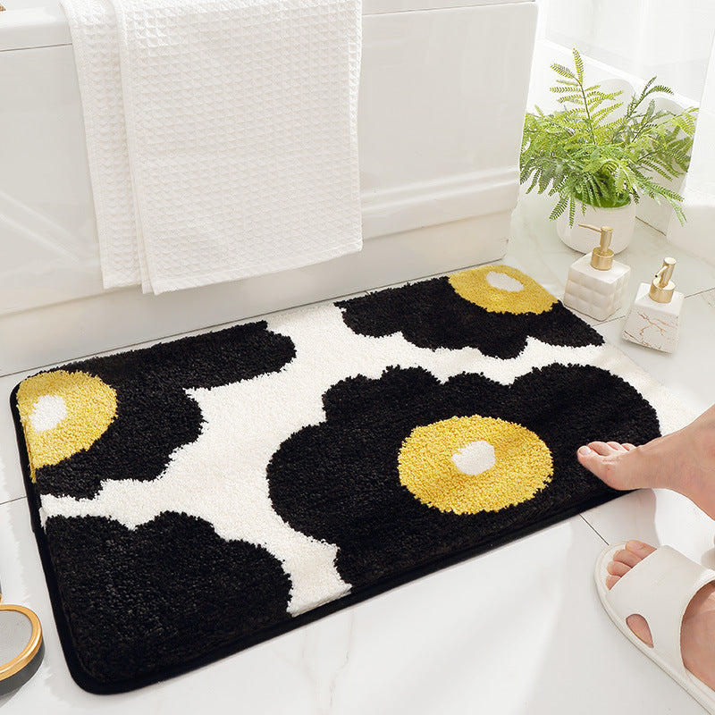 Modern & Stylish Flower Doormat | Water Absorbent Floral Bathroom Mat Collection