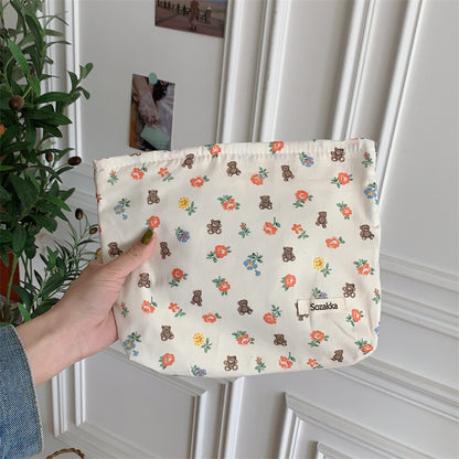 Cotton & Colorful Floral Makeup Bag with Zipper in 6 Patterns