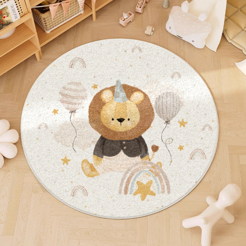 Cute Round Animal Print Washable Rugs for Children's Rooms