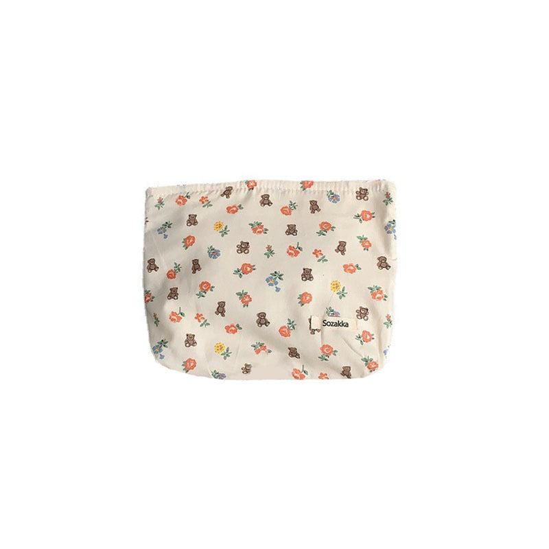 Cotton & Colorful Floral Makeup Bag with Zipper in 6 Patterns