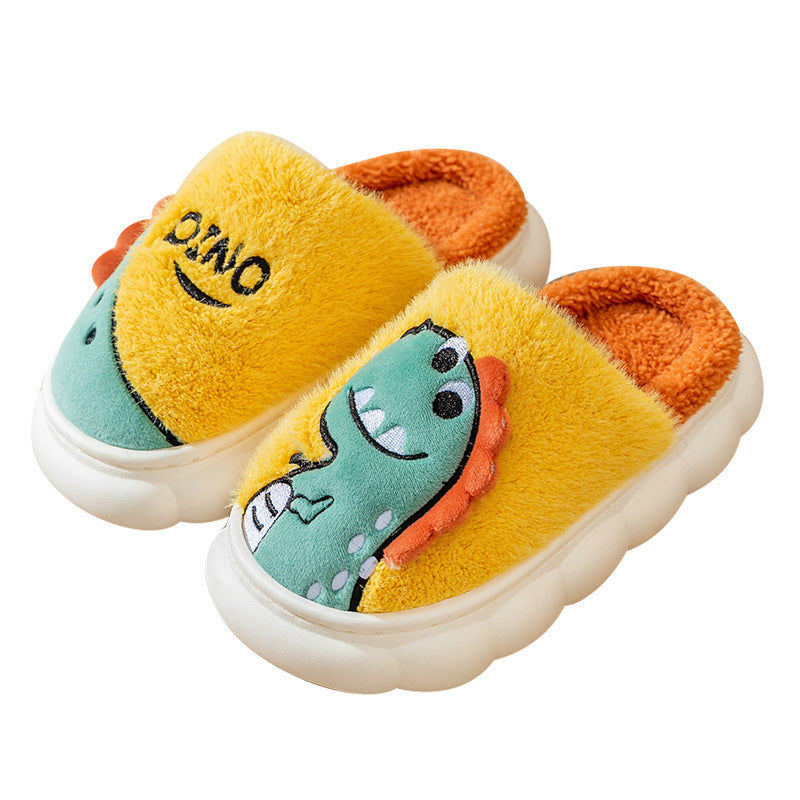 Dinosaur Plush Winter Slippers – Unisex Slippers With Colorful Cartoon Design