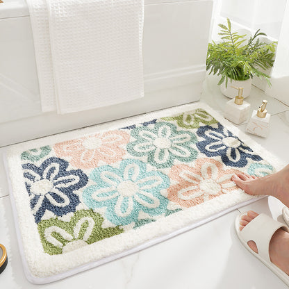 Modern & Stylish Flower Doormat | Water Absorbent Floral Bathroom Mat Collection