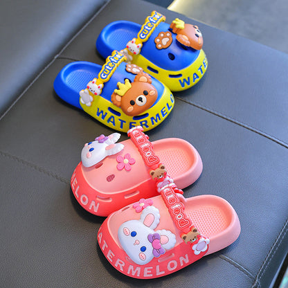 Cute Bear & Bunny Non-Slip Rubber Slippers for Kids Girls