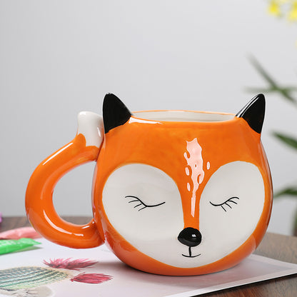 Creative Ceramic Animal Mugs: Fox, Whale, and Swan Patterned