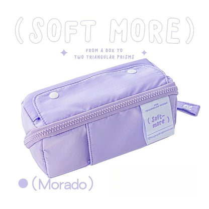 Soft Cloth Pencil Case with Bright Pastel Colors & Large Zipper Pouch