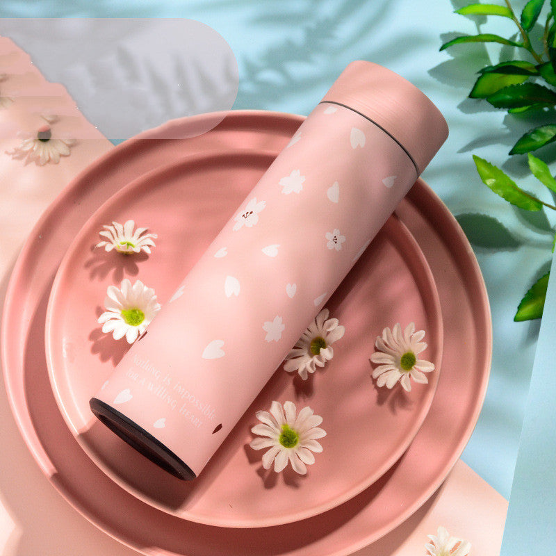 Pastel Stainless Steel Insulated Water Bottles with Cute Floral Design