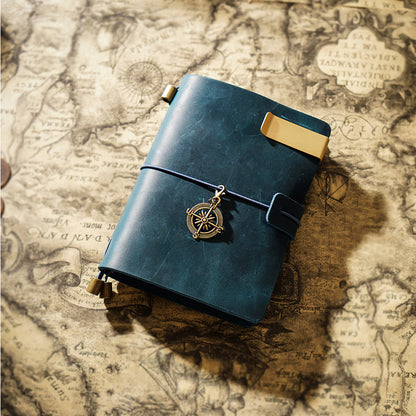 Vintage Leather Journal with Charms - Retro Adventure Design