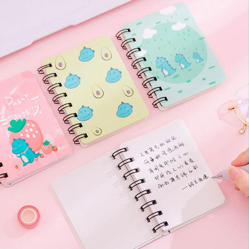 Cute Mini Spiral Notebooks with Fun Dino & Fruit-Themed Covers