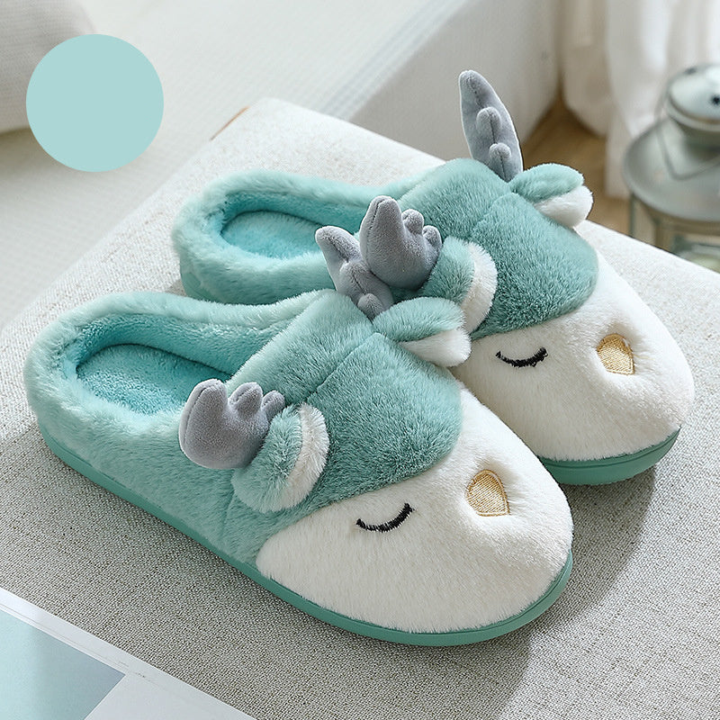 Cozy Plush Reindeer Winter Slippers – Unisex Warm Bedroom Slipper