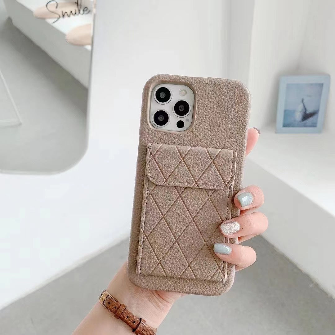 Diagonal Patterned Leather Wallet Phone Case