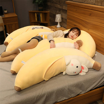 Large Peeling Banana Plush Toy with Cute Animal Variants - Bunny, Pig, Penguin & More