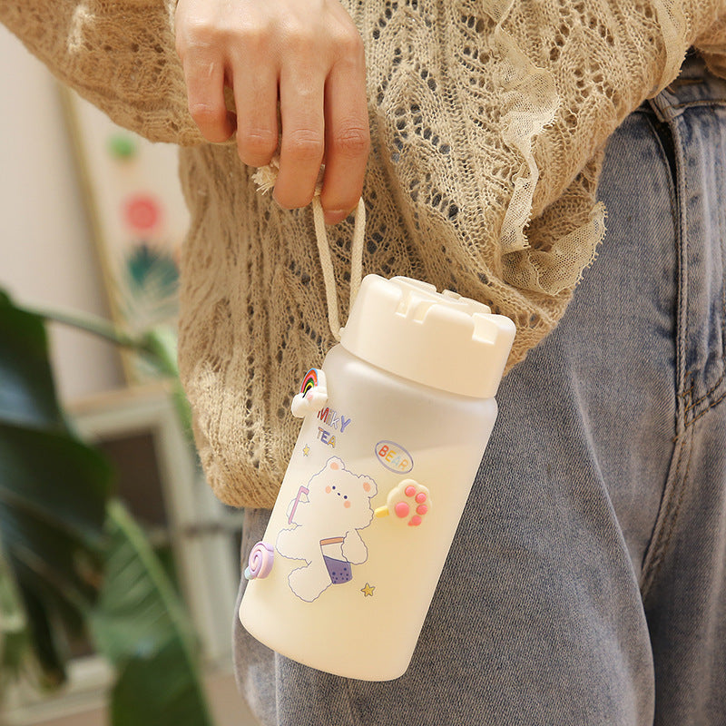 Cute Small Water Bottles with 3D Stickers and Soft Pastel Design