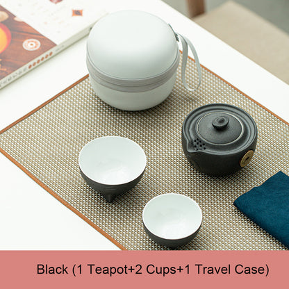 Portable Ceramic Cat Teapot & Mug Set with Travel Case