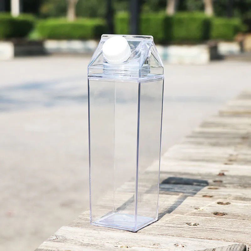 Transparent Milk Carton Water Bottle with Twist Cap