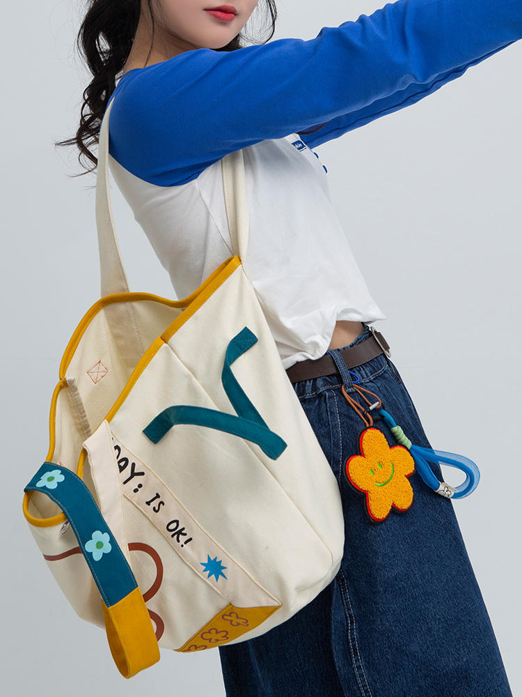 Sweet Floral Tote Bag | Large Capacity Women's Canvas Tote Bag