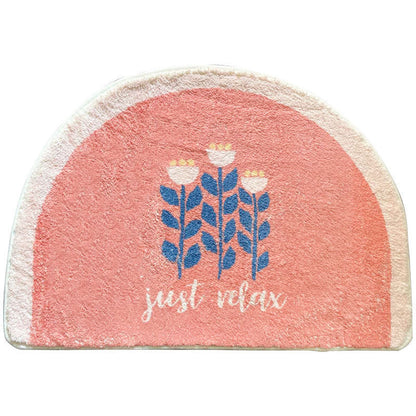 Cute Floral Half Round Door Mats - Non-Slip, Perfect for Bathroom Use