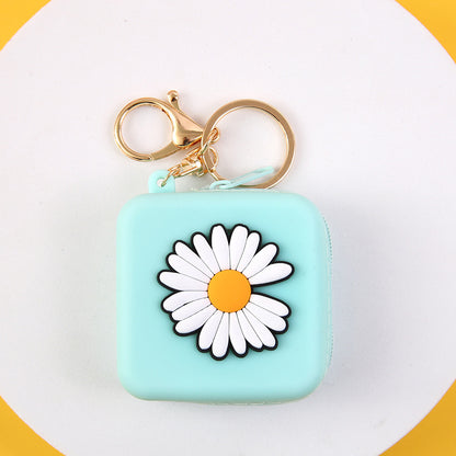 Cute Silicone Square Coin Purse & Earphone Case with Zipper