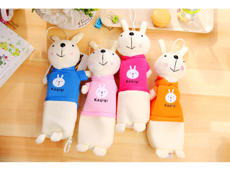 Bright, Large Capacity and Standing Plush Rabbit Pencil Case in Vibrant Colors