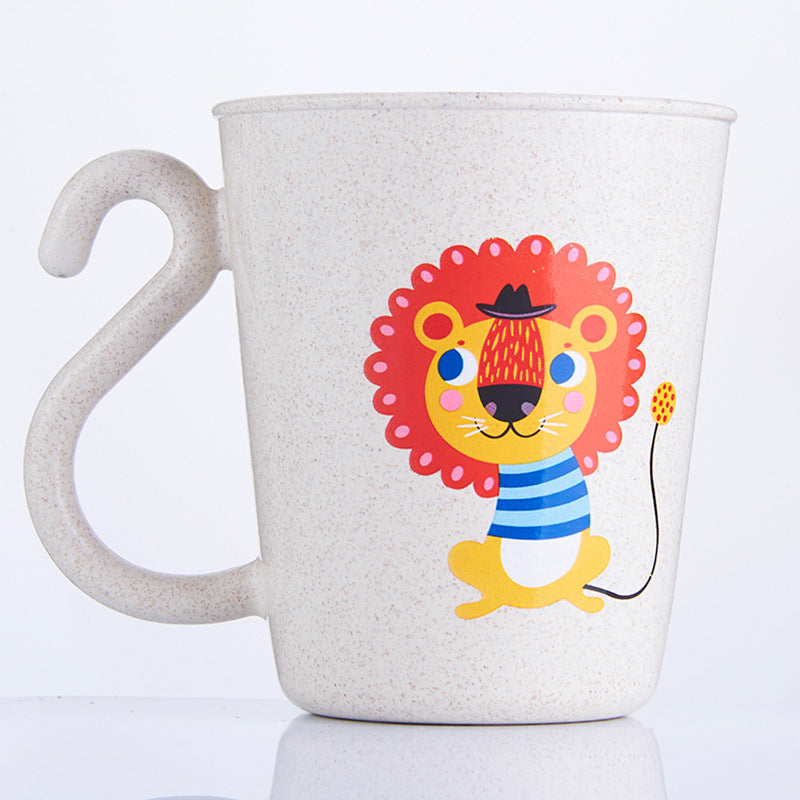 Cute Animal Wheat Straw Cups – Blue, Pink, and Fun Designs