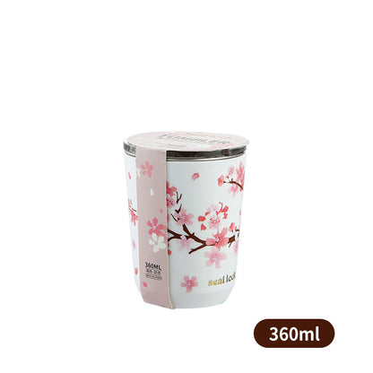 Cherry Blossom Stainless Steel Tea & Coffee Tumbler – Portable Cup