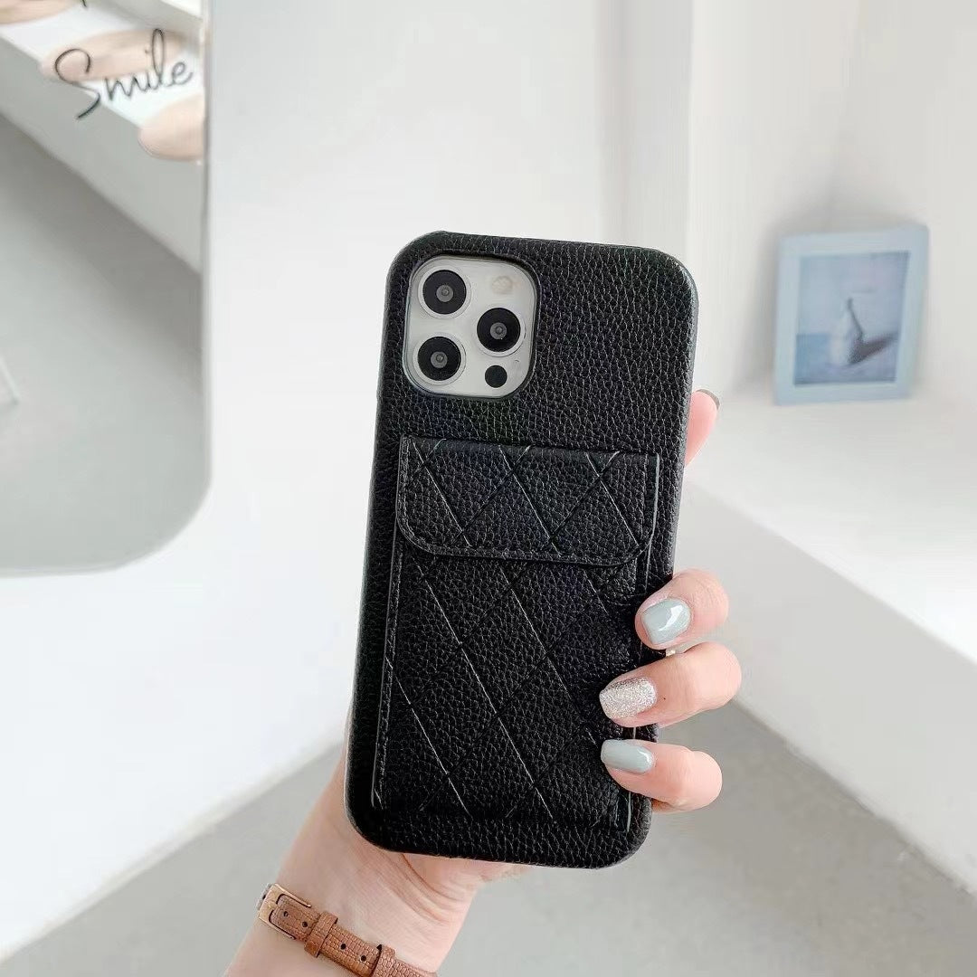 Diagonal Patterned Leather Wallet Phone Case