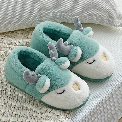 Cozy Plush Reindeer Winter Slippers – Unisex Warm Bedroom Slipper