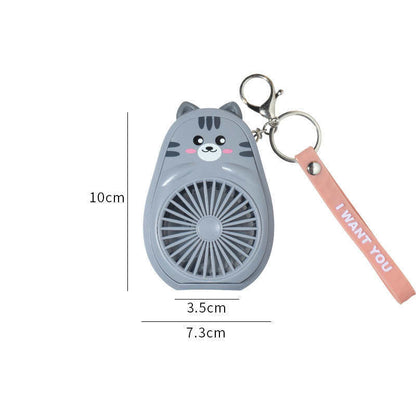 Cute Fruit & Animal Keychain with USB Charging Fan