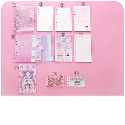 Cute Pink Loose-Leaf Diary for Girls with Stickers & Inserts