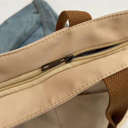 Crossbody Tote Bag Styled in Black, White & Khaki | Women's Nylon Tote Bag