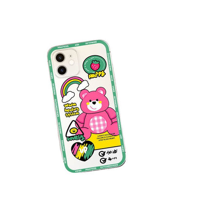 Cute Bear Transparent Protective Phone Case – Fun & Colorful Design