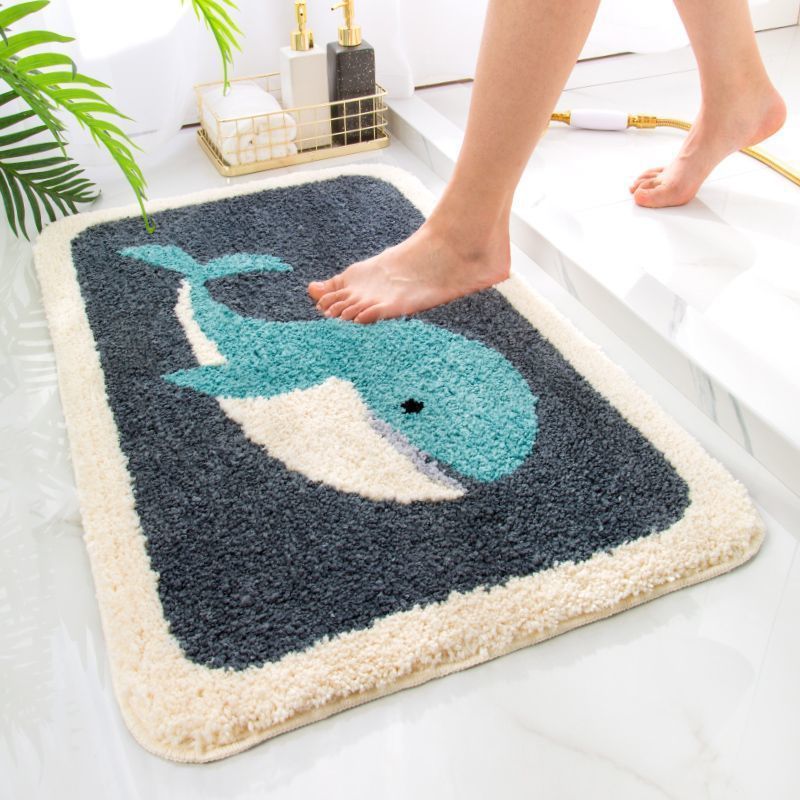 Cute Whale, Dog, Bird & Bunny Bathroom Mats - Absorbent, Non-Slip, Washable