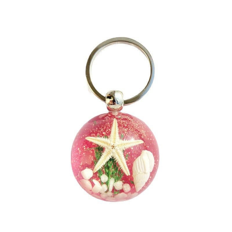 Starfish Amber Resin Keychain