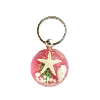Starfish Amber Resin Keychain