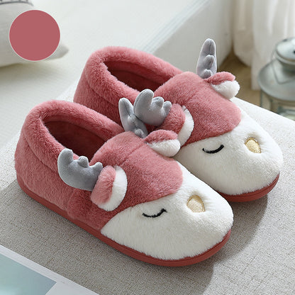 Cozy Plush Reindeer Winter Slippers – Unisex Warm Bedroom Slipper