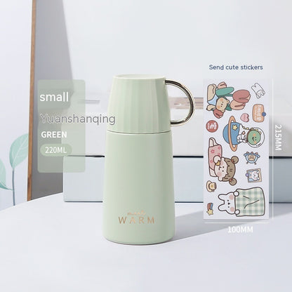 Colorful Stainless Steel Insulated Water Bottle with Cup & Cute Stickers