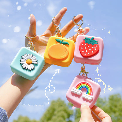 Cute Silicone Square Coin Purse & Earphone Case with Zipper