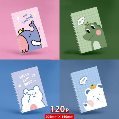 Minimalist A5 Spiral Notebook with Playful Cartoon Covers