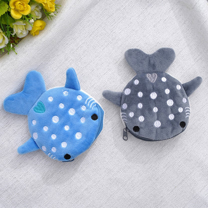 Cute Shark-Shaped Plush Coin Purse in Blue and Gray Variants