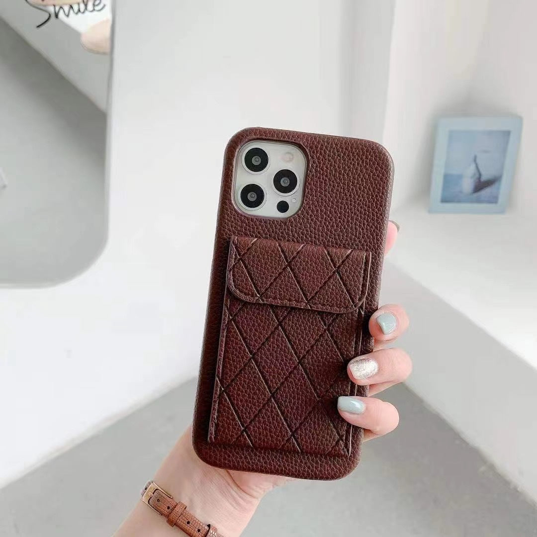 Diagonal Patterned Leather Wallet Phone Case