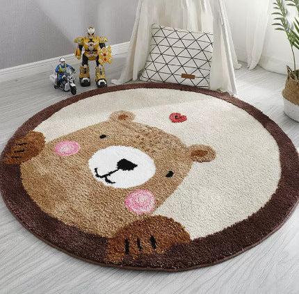 Cute Round Animal Print Carpets for Childrens Room (Bear, Giraffe and Dino)