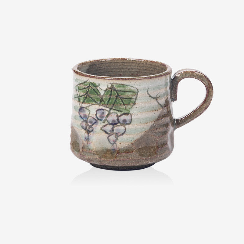 Hand-Painted Japanese Ceramic Mugs – Cute Floral and Fruit Design