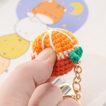 Fruit Shaped Wool Ball Crochet Keychain