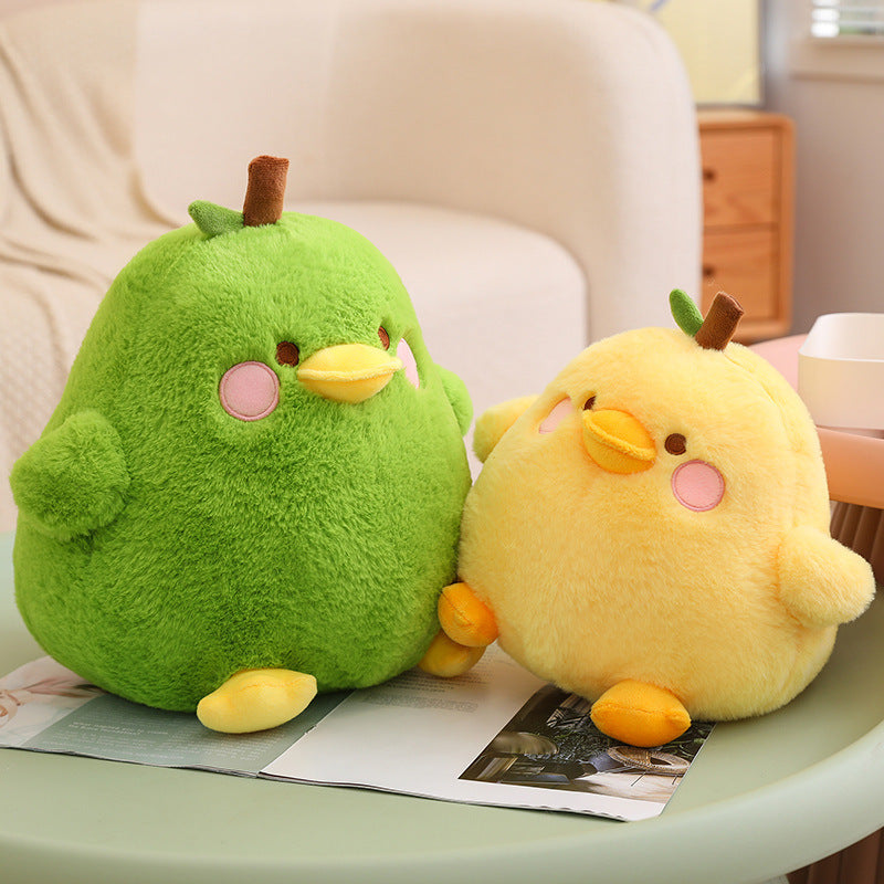 Round Cute & Fluffy Chick & Pear-Shaped Duck Plush Toy