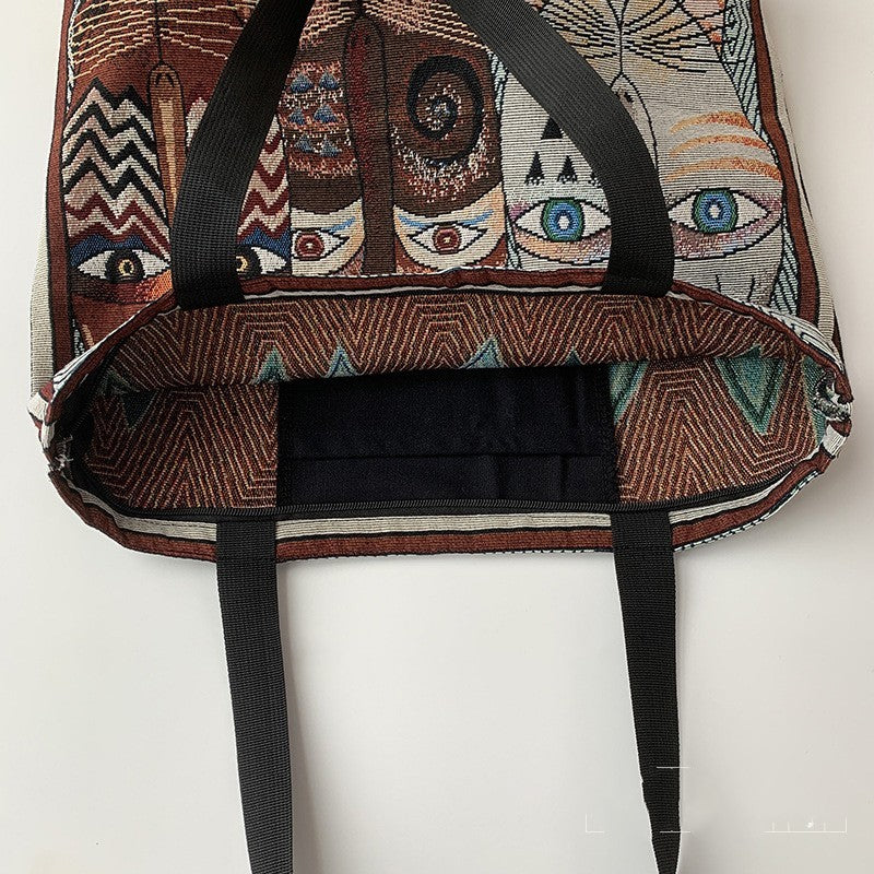 European Style Printed Tote Bag | Large Capacity Linen & Cotton Tote Bag